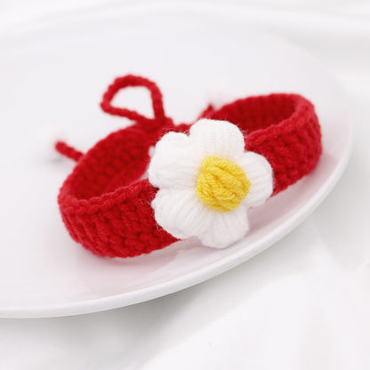 Woolen floret hand knitting cherry collar cute puppets small dog accessories