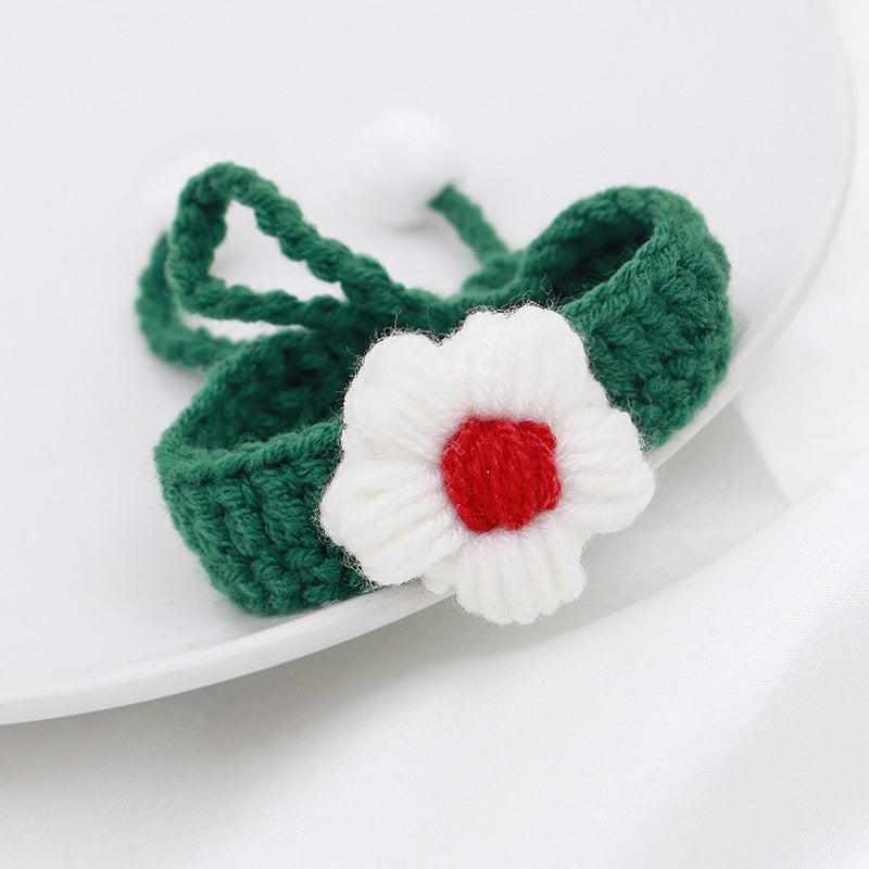 Woolen floret hand knitting cherry collar cute puppets small dog accessories