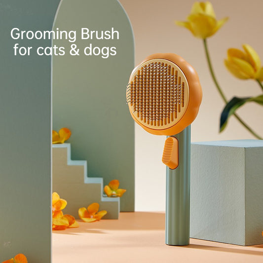 Pumpkin Pet Grooming Brush Pain-Free Bristles for Shedding